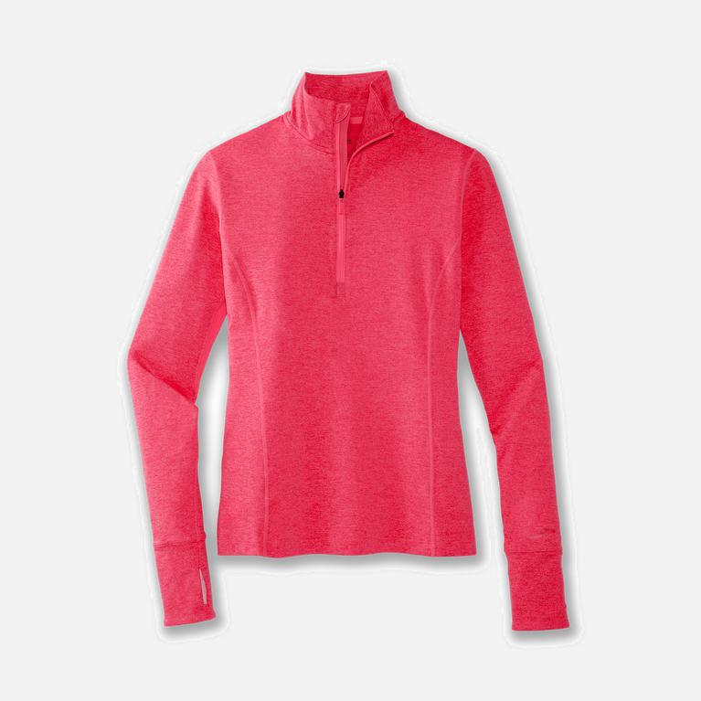 Brooks Dash 1/2 Zip Womens Running Jackets - Heather Fluoro Pink - Philippines (586712JXY)